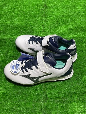 棒球世界全新MIZUNO 美津濃Jr兒童壘球鞋(11GP222214) 白藍配色特價