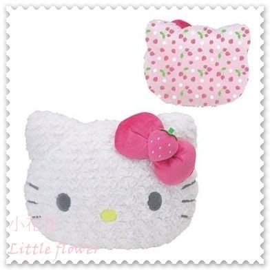 ♥小花花日本精品♥Hello Kitty白色實用臉頭立體草莓造型好柔軟抱枕靠枕長枕頭