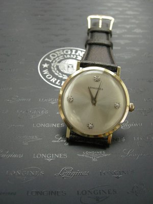 LONGINES  浪琴   50年代10K/f. 原鑲鑽面收藏錶(極完整美)