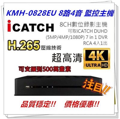 全新可取(ICATCH) KMH-0828EU AHD DVR 正1080P 8路4聲 監視主機.監視系統.監控設備.