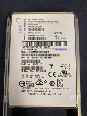 IBM 01EJ042 01AC601 800G SAS SSD V5030 V5000 G2固態硬碟800GB