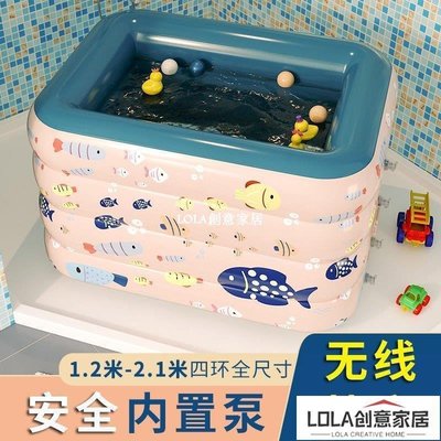免運-自動充氣游泳池家用嬰兒游泳桶可折疊寶寶浴缸兒童洗澡盆家庭泳池-LOLA創意家居