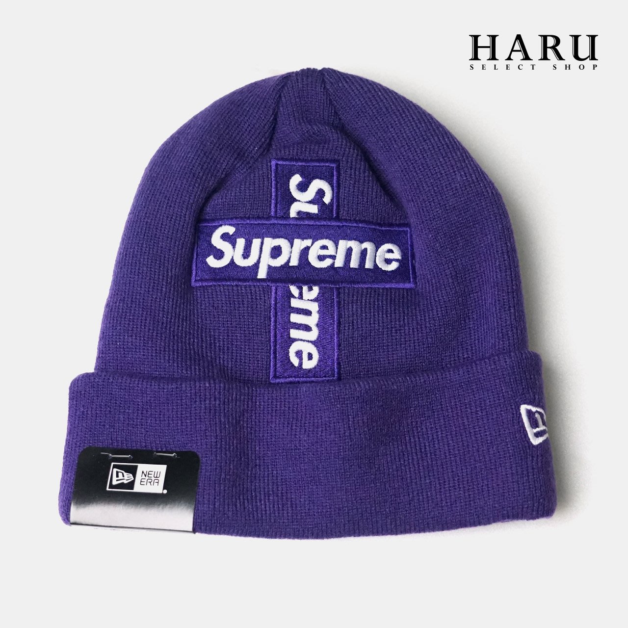 現貨☆HAru☆ SUPREME 20FW NEW ERA CROSS BOX LOGO BEANIE 十字毛帽