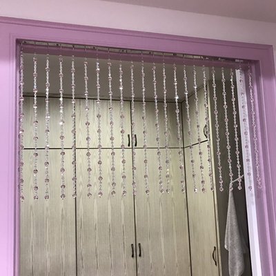 潔西卡水晶  B061-Pink-s 手工台製粉色系水晶珠簾 風水適用 一般房門短簾