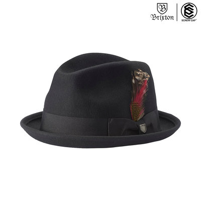 BRIXTON FEDORA 紳士帽 黑色 短邊紳士帽 羊毛紳士帽 復古紳士帽 高質感⫷ScrewCap⫸