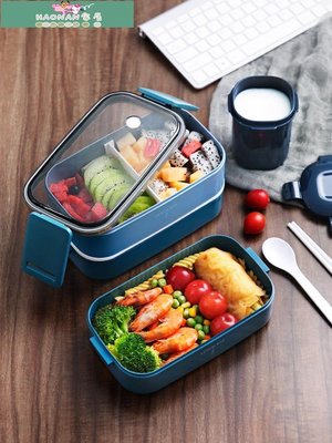 【熱賣精選】飯盒上班族微波爐可用可加熱水果便當盒日式分格減脂餐盒輕食