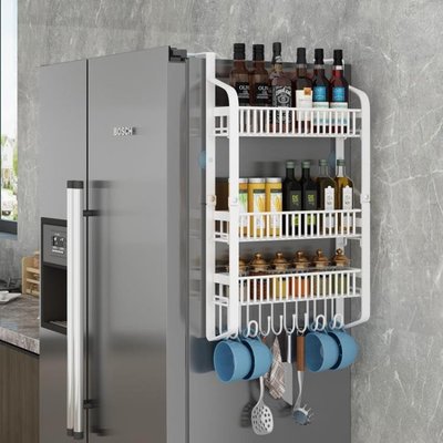 熱銷 冰箱掛架上置物架側掛架收納架創意儲物架多層側面壁架廚房用品-