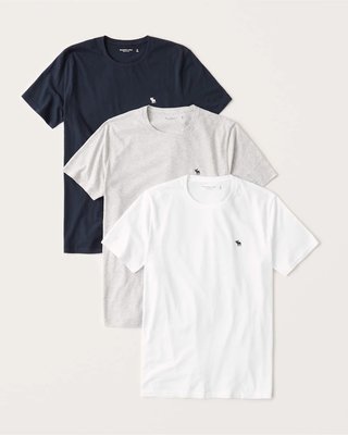 【美麗小舖】Abercrombie & Fitch AF 三件組 T恤 短袖 短T 圓領 純棉男短t~A30120