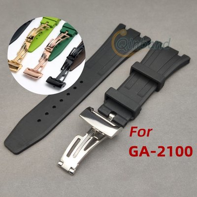 森尼3C-不銹鋼表扣卡西歐 GA2100 第 3 代第 4 代 Mod 手錶手鍊配件不銹鋼表扣金屬折疊扣銀黑色玫瑰金-品質保證