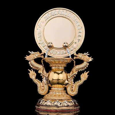 佛具銅鎏金藏宗品準提鏡 準提佛母擺件 宗教法器