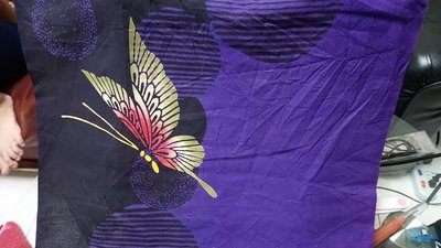 紫色蝴蝶 日本和服特惠零碼棉布 可作口罩 衣服或中小型拼布背包