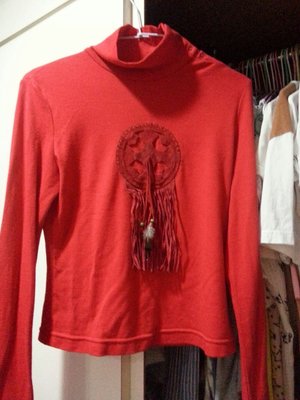 百貨公司品牌HIDESAN海蒂山 冬季長袖立領紅色毛料造型上衣