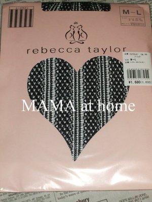 3a-8c/NEW＜日本製rebecca taylor 黒色直排蕾絲網褲襪＞M~L/￥1680