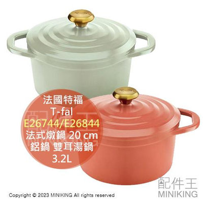 日本代購 T-fal 法國特福 20cm 輕量 法式燉鍋 3.2L 鋁鍋 雙耳湯鍋 無水鍋 電磁爐可用 可進烤箱