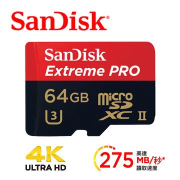 【捷修電腦。士林】SanDisk Extreme PRO microSDXC UHS-II 記憶卡 64G $ 4199