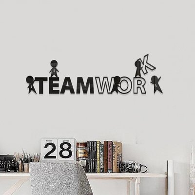 TEAMWORK團隊合作壓克力3D立體壁貼公司標語企業文化壁貼紙教室辦公室裝飾