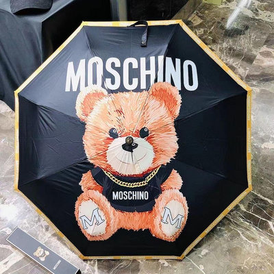【MOMO生活館】MOSCHINO莫斯奇諾 雨傘歐美大牌三折自動黑膠防嗮防紫外線晴雨兩用折疊禮品傘