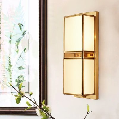 新中式客廳墻燈壁燈具全銅過道現代簡約書房茶樓臥室創意床頭壁燈