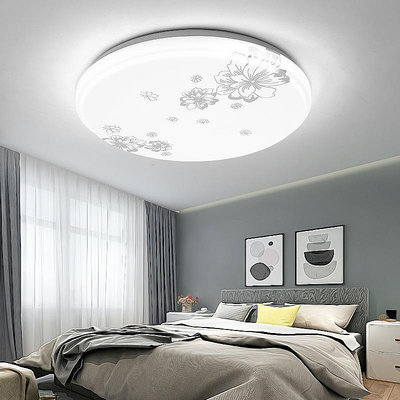 LED吸頂燈圓形遙控客廳燈飾花紋現代簡約臥室餐廳燈具
