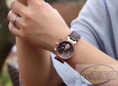 {JMC海淘購商城}路易威登Lv手錶進口石英機芯腕錶  老花錶帶玫瑰金女錶尺寸：33mm 厚13mm️