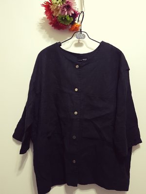 A17韓國衣衣~七分袖~麻料外套~黑