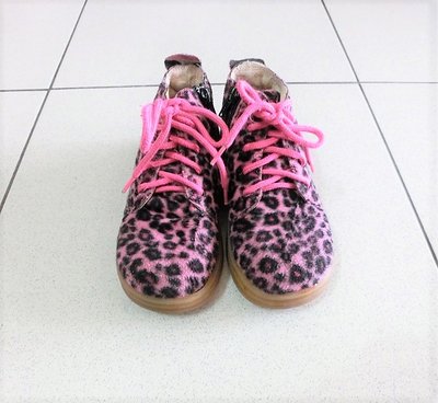 女童 粉色豹紋童靴 短靴