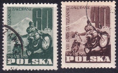 波蘭1955「國際重型機車大賽」中古典票2全