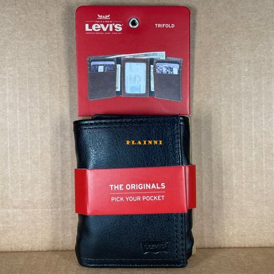 新款吊卡裝 Levi's 三折直立式透明窗皮夾 (黑色) Levis 短夾 實物拍攝 皮夾
