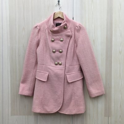 【愛莎＆嵐】PPFM 女 粉色排釦羊毛大衣 11111 25