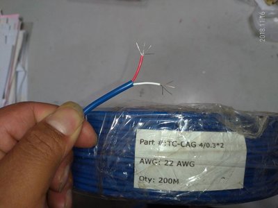 現貨PVC K-type 素線級 補償導線4*0.32X2C(22AWG)( 藍色 )0°C~105°C日本線