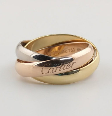 (可線上無息分期刷卡) Cartier 卡地亞.三環系列 18Ｋ金 戒指50號 2023/9月購入 中款