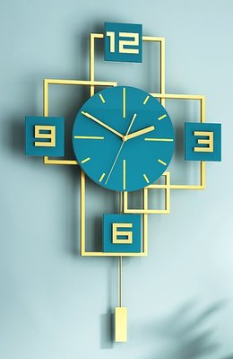 歐美進口 時尚綠色金屬鐘擺時鐘 藝術創意金色掛鐘擺鐘 牆上時鐘牆面北歐風格搖擺掛鐘牆鐘餐廳居家時鐘牆面裝飾鐘