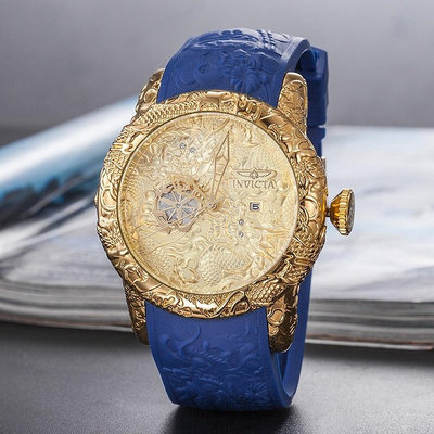 2023 全新高品質 Invicta 大錶盤石英手錶龍鋼錶帶