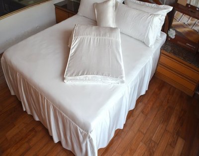 標準雙人5*6.2尺床鋪棉天絲床罩鋪棉枕頭套一對