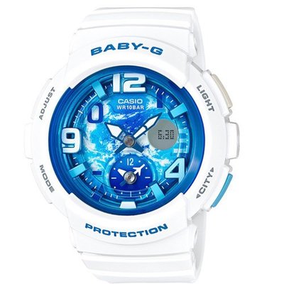 BABY-G 海灘旅行系列兩地時間休閒錶(BGA-190GL-7B)44.3mm