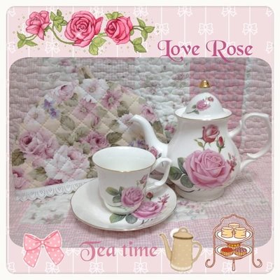 ~愛戀玫瑰園~愛戀粉玫瑰蕾絲茶壺/茶杯保溫罩 新品…