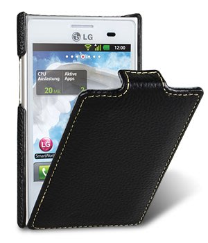 【Melkco】出清現貨下翻荔黑LG 樂金 E400 Optimus L3 3.2吋真皮皮套手機套手機殼保護套保護殼