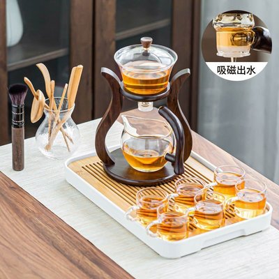 熱銷 懶人玻璃茶具全自動泡茶器耐熱透明功夫茶壺茶杯套裝家*
