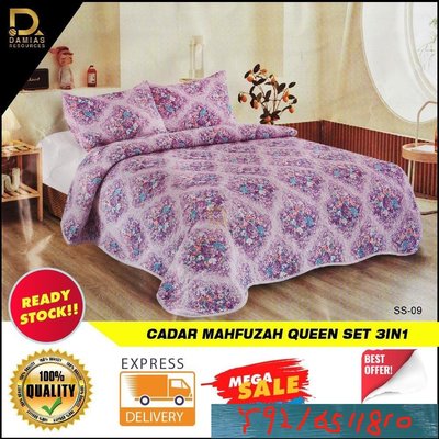 Cadar Mahfuzah 系列 3 合 1 尺寸女王床上用品套裝獨家棉限量版 Y1810