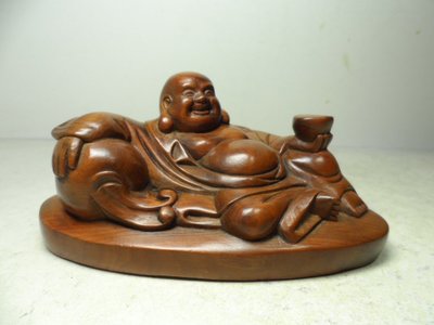 【 笑一笑 】木雕-- 黃楊木 彌勒佛 彌勒財神 攜帶方便