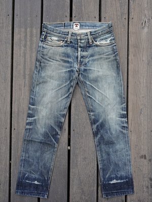 二手美品 Tellason Gustave 16.5oz低腰小直筒丹寧褲 W28 絕版白橡樹 完美刷色
