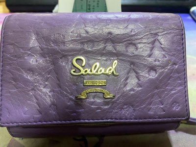 029  二手 Salad紫色三折短夾 售$500