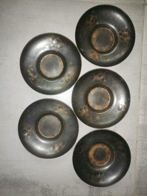日本銅杯墊，手打出，玉川堂早期，一套五個，品相如圖實拍，清倉