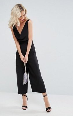 ASOS PETITE Jumpsuit with Cowl Neck in Print  連身碎花  露背連身