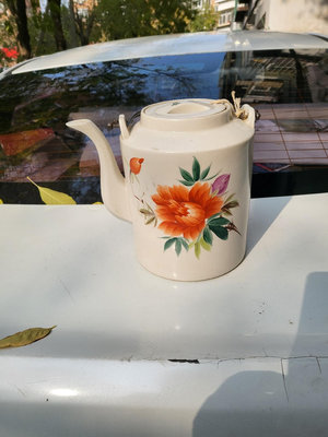 60.70年代花卉大茶壺，提梁壺，手繪的，全品沒毛病