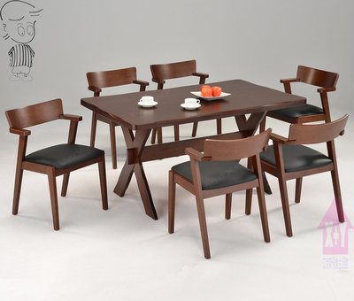 【X+Y 】艾克斯居家生活館    餐桌椅系列-西班牙 5*3尺胡桃色實木餐桌.不含餐椅.當會議桌.橡膠木實木.摩登家具