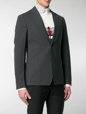 米蘭經典時尚 PRADA BUTTONED JACKET 科技材質灰色西裝外套