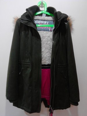 極度乾燥 Superdry Microfibre Tall Jacket 三層拉鍊 內暖毛 長版 連帽外套軍綠色-M號