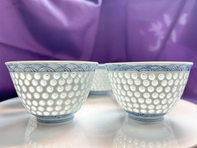 日本有田燒 丹心窯水晶彫 玲瓏杯 茶杯 茶碗 丹心玲瓏杯 ，