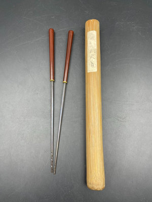 日本拍回  百年 銅火箸 精品 全品相1645